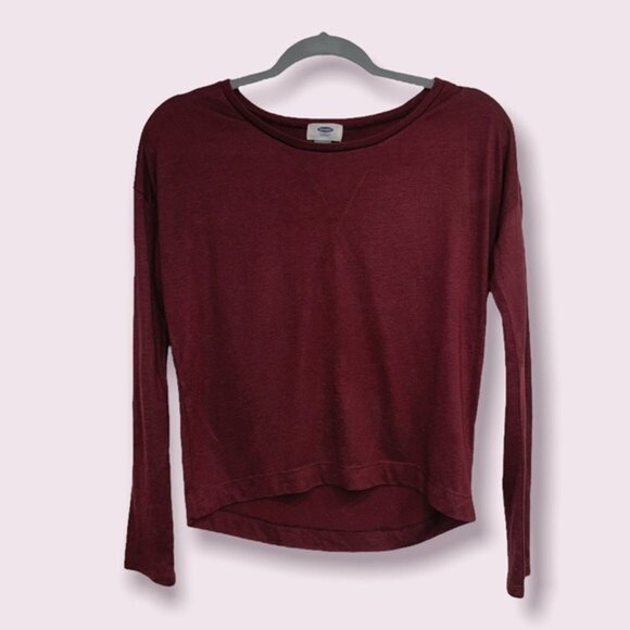 Old Navy Tops - Old Navy Long Sleeve Shirt Maroon Burgundy Casual Scoop Neck Womens Size XS